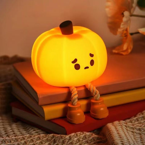 Fall bedroom decor, pumpkin decor, bedroom decor Pumpkin Lamp, Pumpkin Night, Cute Night Lights, Nursery Night Light, Funny Decor, Lighted Ornaments, Cute Desk, Pumpkin Lights, Office Desk Decor