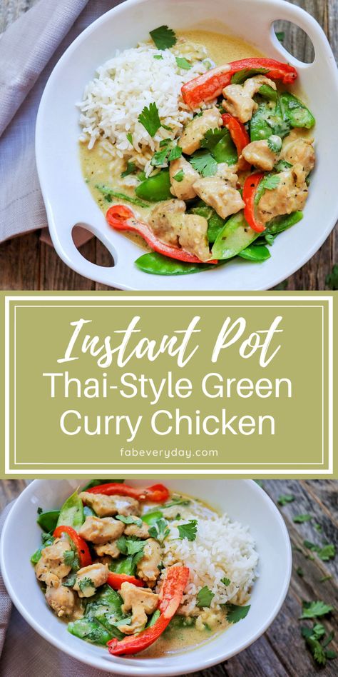 Green Coconut Curry, Thai Green Curry Chicken, Coconut Curry Chicken Recipes, Instant Pot Thai, Green Curry Recipes, Green Curry Chicken, Coconut Curry Sauce, Green Coconut, Thai Green Curry