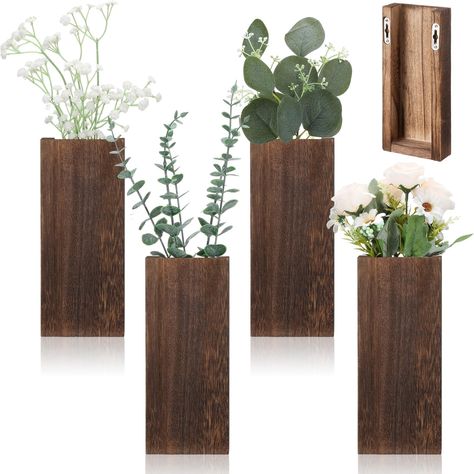 PRICES MAY VARY. Abundant Quantity and Appropriate Size: this set of wooden wall planters comes with 4 pieces; Each planter is about 9.5 x 3.4 x 1.4 inches/ 24 x 8.6 x 3.5 cm and has an inner planter space of about 2.8 inches/ 7 cm in diameter, providing ample storing space for your favorite plants; They are suitable for everyday use or special occasions like weddings, parties, holidays, birthdays, anniversaries, baby showers, housewarmings, Christmas, New Year, Easter, Mother's Day, Father's Da Wood Wall Planter, Plants Holder, Hanging Wall Vase, Cube Shelf, Wall Planters Indoor, Hanging Wall Planters, Wall Planters, Vase Modern, Pocket Vase