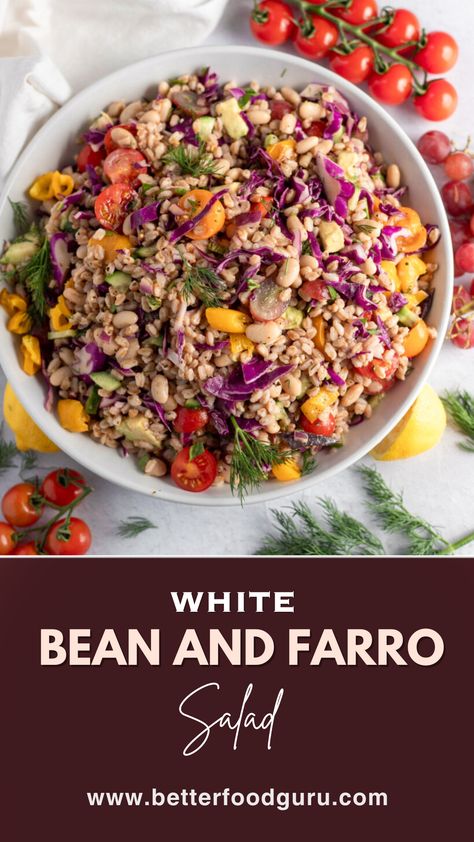 Better Food Guru, Winter Salads, Best Summer Salads, Vegan Salads, Farro Salad, Sweet Bell Peppers, Meatless Mondays, Vegan Yogurt, Winter Salad