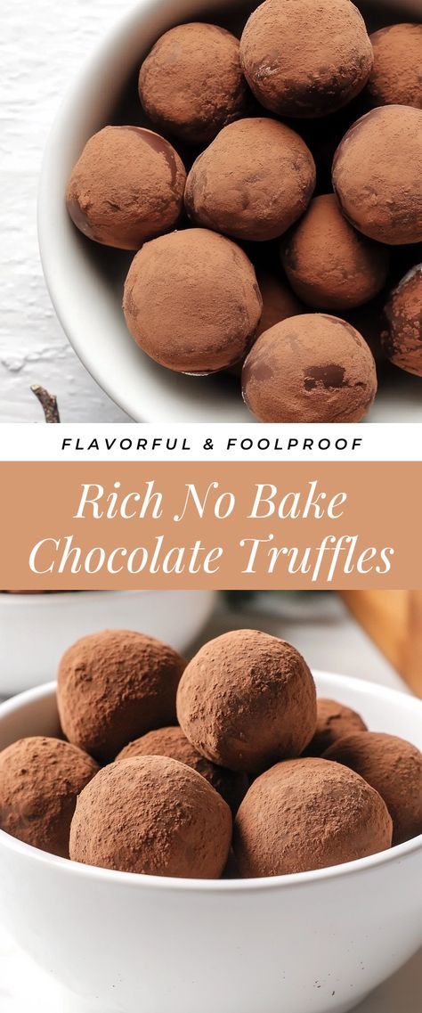 Indulge in these Best No Bake Chocolate Truffles that are super quick and easy to whip up! They're the ideal treat for satisfying your sweet tooth, perfect for a cozy movie night or a fun party dessert. Chocolate Mousse Balls, Two Ingredient Truffles, Easy Chocolate Truffles 3 Ingredients, Simple Truffle Recipe, Choc Truffles Easy, Truffle Balls No Bake, 3 Ingredient Truffles, Easy Quick No Bake Desserts, Easy Truffles No Bake 3 Ingredients