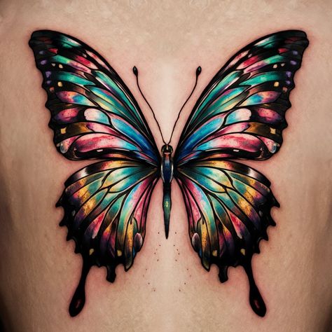 Ideogram Rainbow Butterfly Tattoo, Moths Tattoo, Infinity Butterfly Tattoo, Bc Tattoo, Tattoo Coverups, Tattoo Touch Up, Infinity Butterfly, Beautiful Butterfly Images, Texas Tattoo