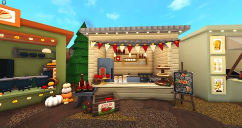 Bloxburg Carnival Layout, Fall Cafe Aesthetic Bloxburg, Halloween Cafe Bloxburg, Halloween Carnival Bloxburg, Bloxburg Festival, Bloxburg Halloween Festival, Bloxburg Fall Festival, Bloxburg Pumpkin Patch, Bloxburg Market