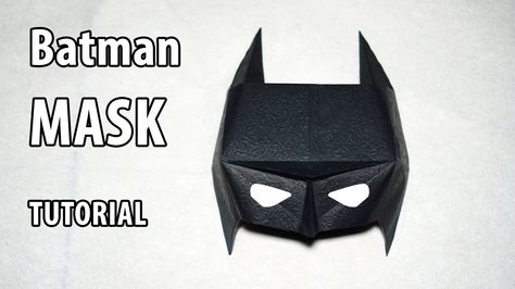 Batman mask Batman Mask Diy, Batman Origami, Batman Mask Template, Batman Crafts, Origami Hat, Origami Mask, Diy Halloween Masks, Batman Diy, Halloween Origami