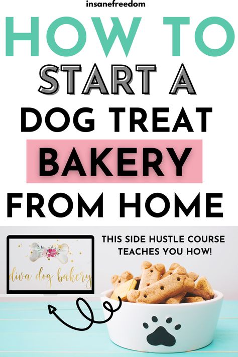 Looking for a fun side hustle or business idea before 2020 ends? If you are a dog lover who also loves baking, learn how to start a profitable dog treat bakery from home and make up to an extra $1000 each month! Make sure to also sign up for extra bonuses for the brand new Diva Dog Bakery course! Diva Dog Bakery, Bakery From Home, Start A Dog Treat Business, Dog Treat Bakery, Dog Treat Business, Treat Business, Solopreneur Tips, Retire Early, Dog Bakery