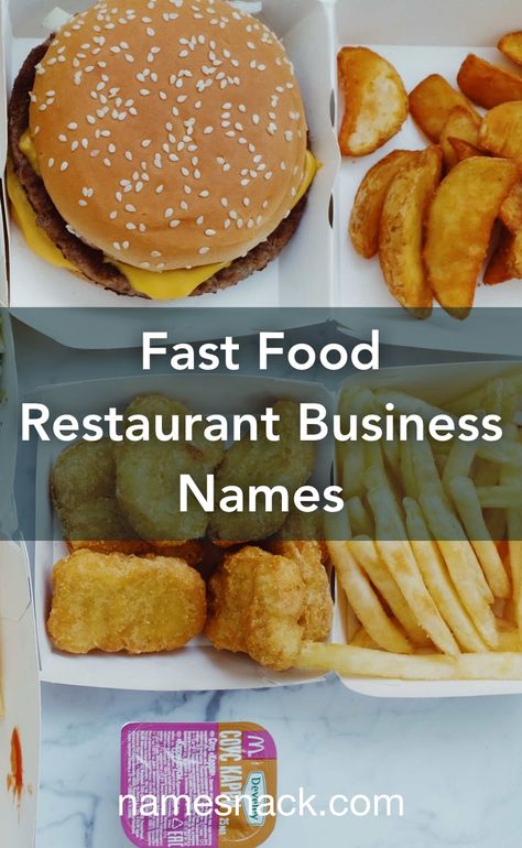 Fast Food Ideas For Business, Fast Food Business Ideas, Burger Names Ideas Fast Foods, Burger Shop Names Ideas, Food Shop Names Ideas, Food Stall Name Ideas, Food Business Name Ideas Catchy, Fast Food Restaurant Names Ideas, Trendy Restaurant Design