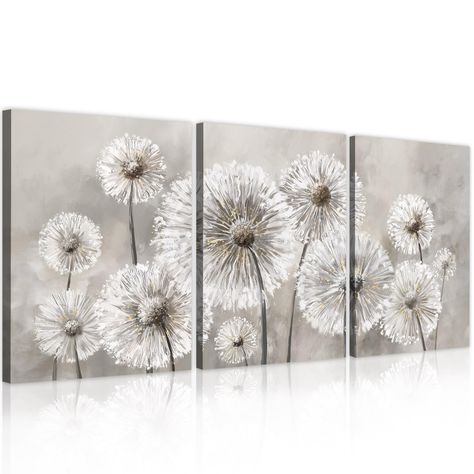 PRICES MAY VARY. The suit include Dandelion Wall Art 3Pcs Framed Poster. SIZES AVAILABLE 16*24*3 inches - Included inner Pine Wooden Frame and Hanging Accessories, Mounting hooks non-trace nails easy to Hang. This Dandelion Wall Art is printed at AOCOOAO professional photo lab. As Great Gift Choice: Dandelion Wall Art for home interior decoration idea or gift for relative and friends. Choose an perfect artwork which your friends and family will admire for years. A wonderful canvas art to hang in Dandelion Paintings, Living Room Botanical, Modern Home Decor Bedroom, Dandelion Painting, Dandelion Wall Art, Wall Art Beige, Apartment Wall Decor, Dandelion Art, Ballerina Painting