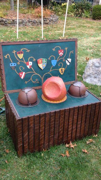 Picture of Quidditch Trunk With Moving Bludgers Diy Quidditch Balls, Diy Moving Halloween Decorations, Quidditch Decor, Harry Potter Yard Decorations, Harry Potter Halloween Yard, Harry Potter Halloween Decorations Yard, Quidditch Balls, Quidditch Diy, Halloween Camping Decorations