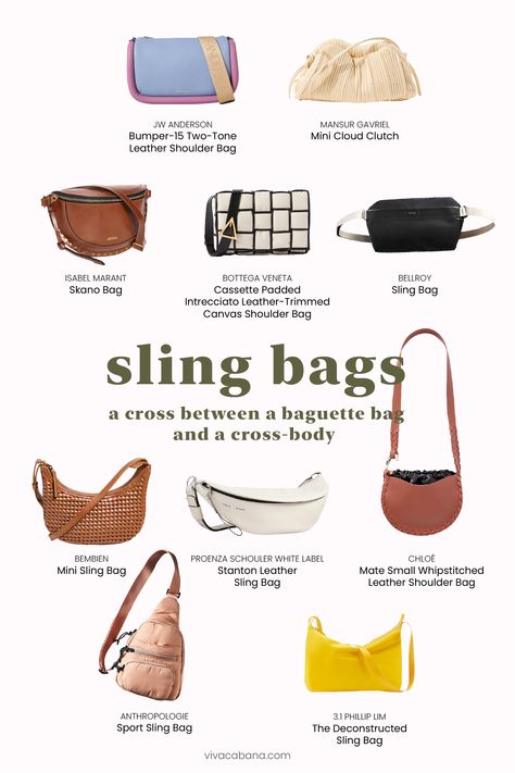 A sling bag is like a cross between a baguette bag and a cross-body. In shape, it’s almost as though the body of the bag melds into the strap, making it a perfect bag for, yes, slinging over your shoulder or torso. That said, the sky’s the limit beyond that single rule. You can shop smooth leather, woven leather, suede, colors, embellishments, and more. Said The Sky, White Sling Bag, Designer Sling Bag, Woman Sling Bag, Sling Bag Outfit, Cross Body Bag Outfit, Italian Vibes, Sling Bags Women, Mini Sling Bag