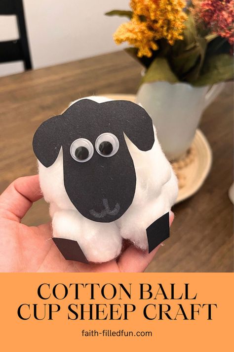 cotton ball cup sheep craft for kids Sheep Crafts For Preschoolers, Sheep Party Ideas, Shepherd Crafts For Kids Sunday School, Psalm 23 Craft For Kids, Psalm 23 Craft, Sheep Crafts For Kids, Craft Sheep, Kids Ministry Lessons, Sheep Craft