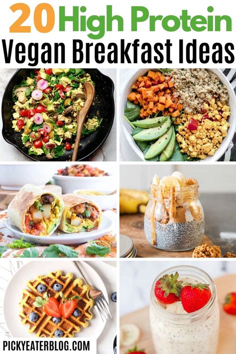 Filling Vegetarian Breakfast, Vegan Breakfast With Protein, Vegan Breakfast Recipes High Protein, Protein Packed Vegan Breakfast, Protein Rich Vegan Breakfast, Healthy Vegetarian Breakfast Meal Prep, Vegan Veggie Breakfast, High Protein Vegan Snacks On The Go, Plant Protein Breakfast