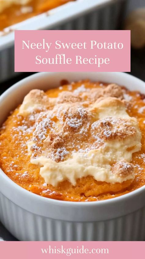 Neely Sweet Potato Souffle Recipe – Whisk Guide Sweet Potato Souffle Recipe, Easy Sweet Potato Souffle, Maple Sweet Potato Souffle, Easy Sweet Potatoe Sufle, Sweet Potatoes Souffle, Sweet Potato Suffle, Sweet Potato Souffle Recipes, Sweet Potato Side Dish Recipes, Sweet Potato Soufflé