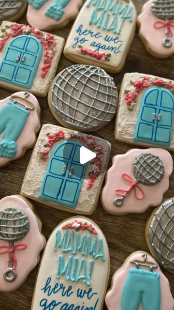 Mamma Mia Baby Shower Ideas, Mama Mia Baby Shower Ideas, Mama Mia Cookies, Mama Mia Baby Shower Theme, Mamma Mia Baby Shower Theme, Baby Shower Theme Decorations, Here We Go Again, Mama Mia