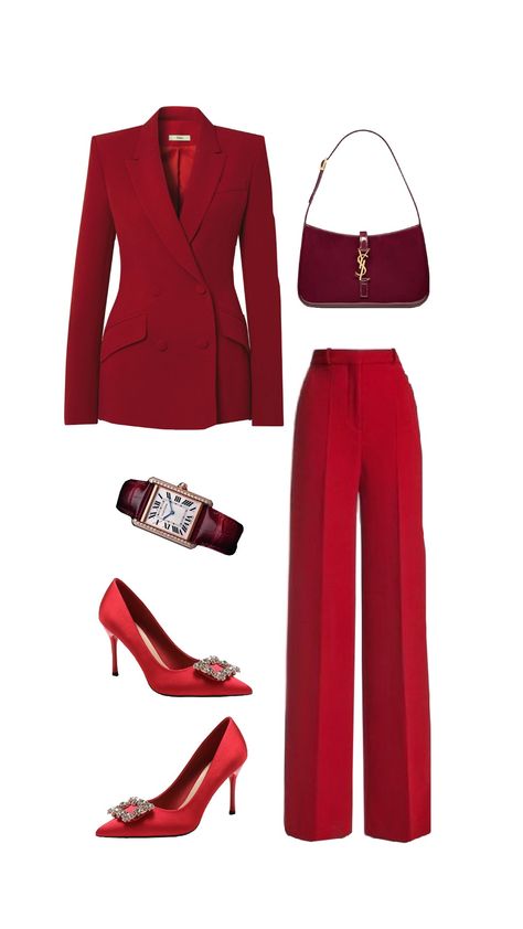 #elegant #elegantoutfit #outfit #outfitinspo #outfitinspiration Cute Outfits Elegant Classy, Red Office Outfit, Red Formal Outfit, Classic Casual Outfits, Ceo Outfit, Denise Mercedes, Olivia Dunne, Coachella Outfits, Outfits Sommer