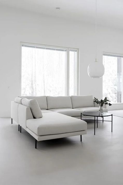 Modern Contemporary Living Room, Modern Sofa Set, White Interior Design, Hemnes, White Living, White Living Room, White Furniture, Living Room Decor Apartment, Living Room Inspo