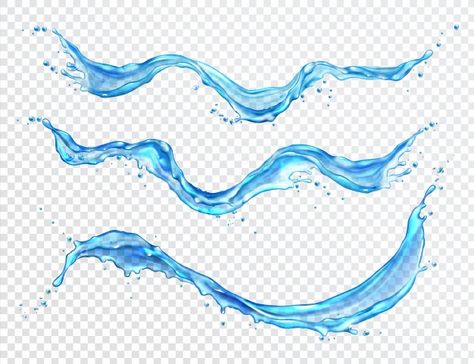 Water splash, flowing water realistic is... | Free Vector #Freepik #freevector #water #splash #drop #flow Stream Of Water Drawing, Flowing Water Tattoo, Water Splash Vector, Room Deodorizer, Water Stream, Water Tattoo, Wave Illustration, Banana Milkshake, Waves Logo