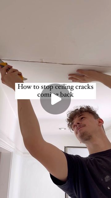 David Williams on Instagram: "Movement is usually the cause of persistent cracks in ceilings. Simply filling over the crack isn’t going to work no matter what filler you use. Follow these steps for a permanent repair. ⬇️

• Rake out the crack using a knife or scraper. 
• screw up the boards either side of the crack with plasterboard screws. 
• dampen down / seal the crack
• Fill and apply mesh tape 
• skim a tight coat of filler over the mesh tape allow to dry. 
• Apply a second coat of filler going wider than the first coat to blend into the ceiling. 
• lightly sand down, prime and paint. 

#paintinganddecorating #painting #decorating #painter #interiordesign #decorator #paintersofinstagram #homedecor #painteranddecorator #decor #paint #paintlife #dulux #painters #paintinganddecoratingser Ceiling Cracks Repair, Repair Ceilings, David Williams, Cracked Wall, Painter And Decorator, Simply Filling, Painting Contractors, Screwed Up, Painting Tips