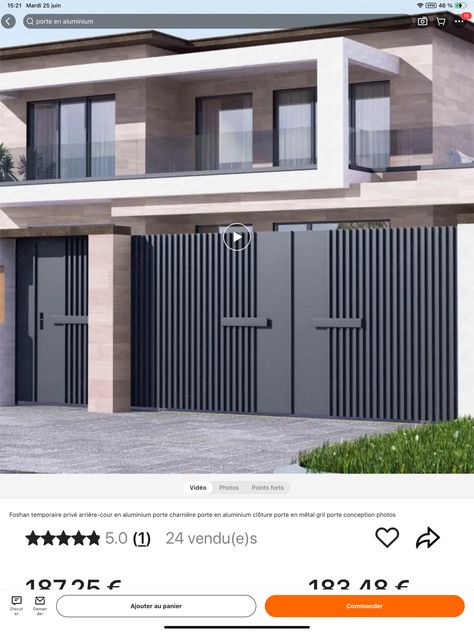 Front Gate Wall Design, Garage Gate Design, Modern House Gate, Ms Gate Design Modern, Modern Gates Driveway, Modern Iron Gate Designs, Modern Front Gate Design, Compound Wall Gate Design, Latest Main Gate Designs