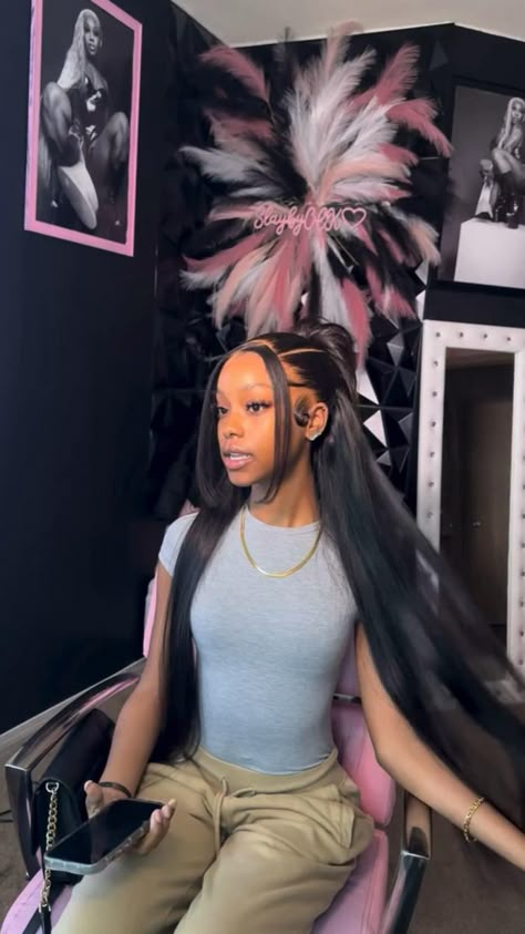 Wig Hairstyles Black, Styles For Wigs Black Women, Frontal Wig Hairstyles Straight, Hairstyles For Wigs Black Women, Wigs Styles For Black Women, Half Up Half Down Lace Front Wig, Cute Birthday Hair, Straight Lace Front Wigs Styles, Wig Hairstyles Straight Hair