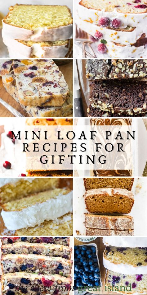 My collection of holiday quick breads, loaf cakes, and pound cakes are perfect for baking in mini loaf pans for holiday gifting! Mini Loaf Pan Freezer Meals, Birthday Cake Bread, Mini Loaf Pan Dessert Recipes, Mini Cake Loaf Recipes, Holiday Breads For Gifts, Holiday Quick Breads, Mini Loaf Pan Desserts, Mini Loaf Cakes Recipes, Mini Loaf Pan Cakes