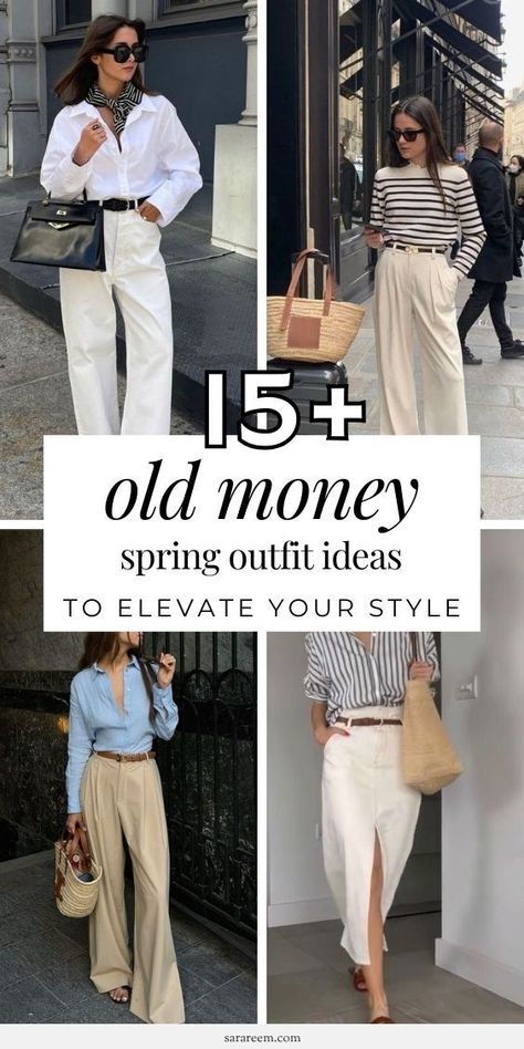 Step into the realm of old money sophistication with our curated collection of preppy spring outfits. Embrace the timeless allure of casual chic and classy fits perfect for the early spring season. Infuse your wardrobe with the essence of the old money aesthetic, blending sophistication with effortless style. Elevate your fashion game and embody the epitome of elegance this season. #OldMoneySpringOutfits #CasualChic #ClassyFits #EarlySpring #PreppyFashion Old Money Spring, Elegant Classy Outfits, Chique Outfit, Preppy Spring, Classy Fits, Spring Outfit Ideas, Estilo Preppy, Money Aesthetic, Mein Style