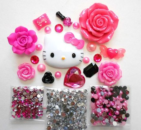 PRICES MAY VARY. Brand : LOVEKITTY DIY Kit -- Hello Kitty Bling Bling Cell Phone Case Resin Flatback Kawaii Cabochons GORGEOUS AND PERFECT BLING DIY FLATBACK TO DECORATE WHATEVER THINGS YOU LIKE AS YOU WISH!!! Bling Phone Cases Diy, Case Resin, Princess Kitty, Bling Phone Cases, Princess Diy, Hot Pink Roses, Hello Kitty Accessories, Diy 3d, Diy Picture