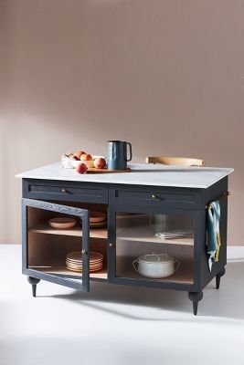 Fern Kitchen Island Luxury Kitchen Island, Media Consoles, Wood Island, Wood Kitchen Island, Interior Vintage, Wood And Marble, Glass Cabinet, Marble Texture, Wood Kitchen