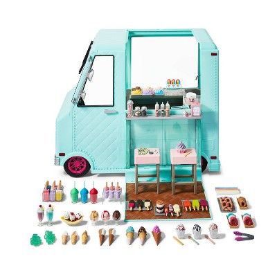 Our Generation Sweet Stop Ice Cream Truck - Light Blue : Target Our Generation Doll Accessories, American Girl Doll Sets, Our Generation Doll, Sweet Kitchen, Barbie Food, Barbie Doll Set, Fotografi Iphone, Barbie Sets, American Girl Doll Accessories