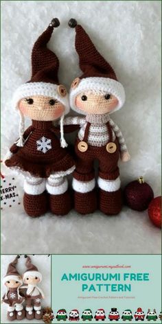 Amigurumi Joris And Josje Free Crochet Pattern - Amigurumi Free Patterns Diy Gift For Kids, Chirstmas Gift, Tutorial Amigurumi, Crochet Xmas, Crochet Dolls Free Patterns, Craft Ideas For Kids, Pola Amigurumi, Bonnet Crochet, Crochet Animals Free Patterns