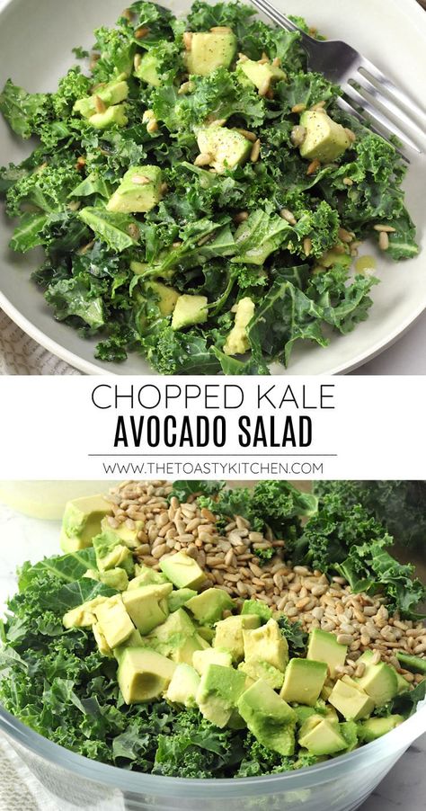 Kale Avocado Salad, Roasted Sunflower Seeds, Homemade Vinaigrette, Chopped Kale, Kale Salad Recipes, Simple Pantry, Pantry Ingredients, Avocado Salad Recipes, Fresh Salad Recipes