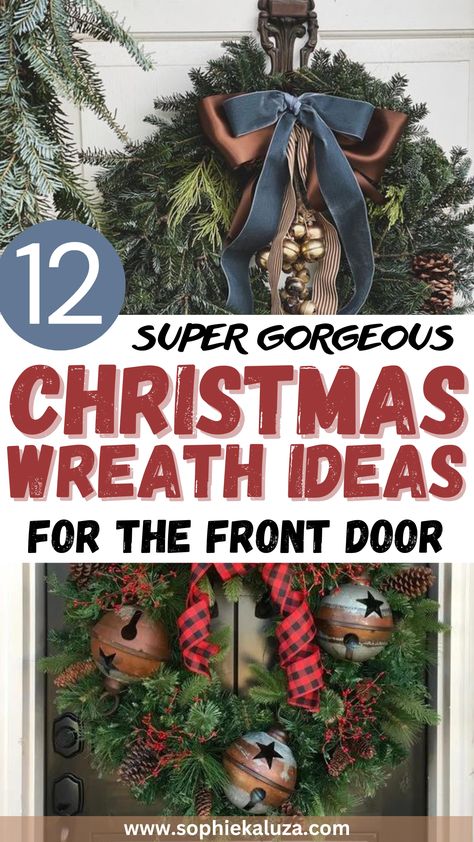 farmhouse christmas wreaths, buffalo plaid christmas wreaths, rustic christmas decor, front door christmas wreath Buffalo Plaid Wreaths, Wreath Decorating Ideas Christmas, Christmas Wearths Ideas, Christmas Wreath Ideas Front Doors, Simple Christmas Wreath Ideas, Diy Christmas Wreaths For Front Door, Xmas Wreaths Ideas, Plaid Wreaths, Unique Christmas Wreath Ideas