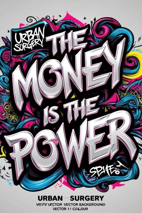 Discover our striking design "Money is Power". This bold motif blends symbols of wealth and power with modern, elegant graphic elements. Perfect for those who want to showcase their ambition and determination, this captivating design makes a strong statement about the influence of money in our society. Assert your style with this unique and powerful artwork. Money Logo Design, Symbols Of Wealth, Money Is Power, Money Design Art, Tshirt Artwork, Alpha Designs, Money Logo, Harley Davidson Artwork, Graffiti Quotes