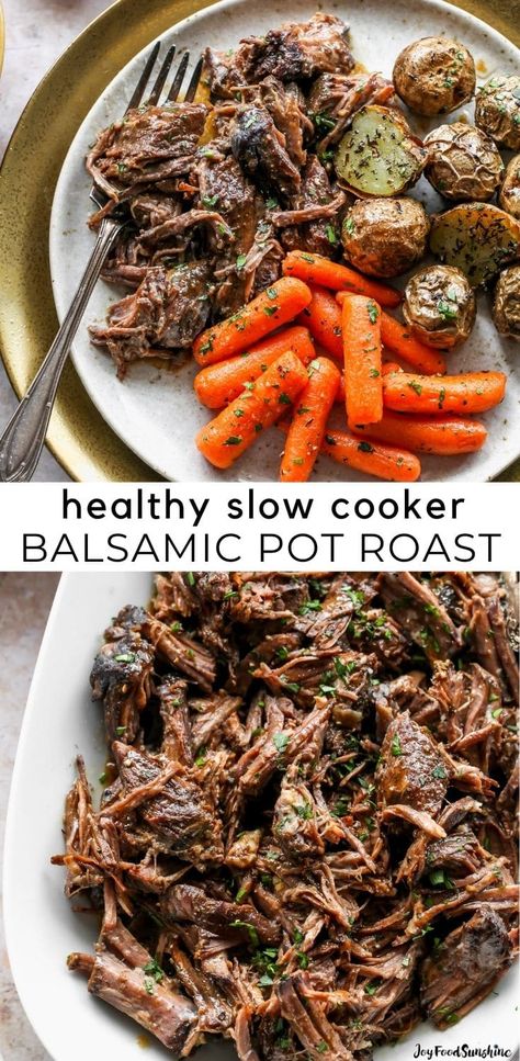 Balsamic Slow Cooker Pot Roast, Dairy Free Roast Crock Pot, Beef Healthy Crockpot Recipes, Gluten Free Chuck Roast Crock Pot, Easy Whole 30 Dinner Slow Cooker, Balsamic Chuck Roast Crock Pot, Gluten Free Family Dinners Crockpot, Gluten Free Dairy Free Pot Roast, Slow Cooker Balsamic Pot Roast