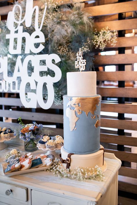 Jillian Harris Oh The Places Youll Go Baby Shower Adventure Baby Shower Theme, Adventure Awaits Baby Shower, Travel Baby Shower Theme, Travel Baby Showers, Airplane Baby Shower, Adventure Baby Shower, Travel Party Theme, Baby Shower Cakes For Boys, Jillian Harris