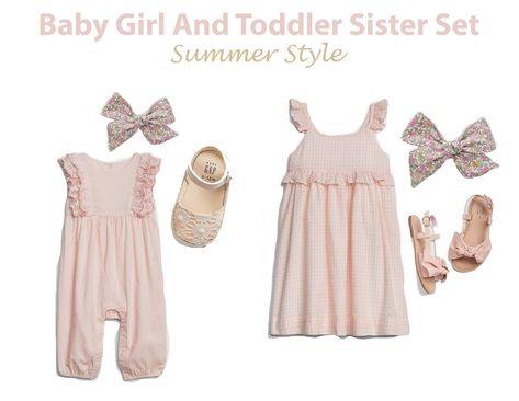 baby girl and toddler sister set outfit Matching Sister Outfits Baby And Toddler, Sister Outfits For Pictures, Outfits For Pictures, Matching Sister Outfits, Sister Squad, Girls Run The World, Baby Girl Toddler, Matching Sisters, Girls Sister