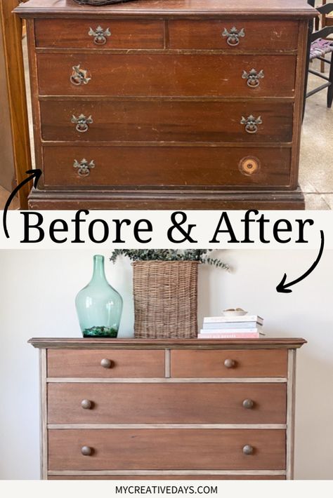 Turn an old dresser into a stylish modern piece with our DIY Pottery Barn dresser makeover! This project shows you how to achieve that classic DIY Pottery Barn finish, perfect for any skill level—whether you're new to upcycled home décor or an expert in DIY furniture makeovers. It's an easy way to add a trendy touch to your home! 9 Drawer Dresser Diy, Vintage Dresser Restoration, Diy Painting Dresser, Tall Dresser Makeover Diy Repurposing, Pottery Barn Dresser, Refinished Dresser Diy, Modern Dresser Makeover, Refurbished Dresser, Refinished Dresser