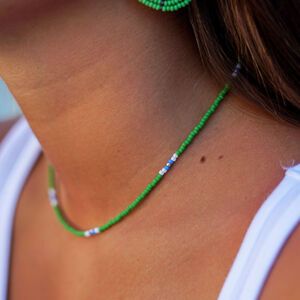 Stack Necklaces, Green Beads Necklace, Boho Beaded Necklace, Packaging Handmade, Puka Shell Necklace, Gemstone Hoop Earrings, Bracelets Patterns, Green Beaded Necklace, Blue Beaded Necklace