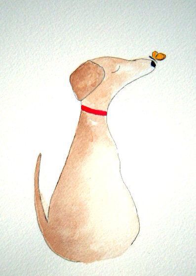 Cute dog Dog Watercolor Painting Simple, Watercolor Art Dog Easy, Easy Watercolor Dog, Easy Watercolor Animals Simple, Dog Watercolor Painting Easy, Watercolor Dogs Easy, Dog Watercolor Painting, Watercolor Paintings For Beginners, Diy Watercolor Painting