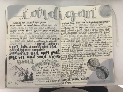 Cardigan Taylor Swift Journal, Song Analysis Journal, Taylor Swift Scrapbook, Taylor Swift Journal, Taylor Swift Biography, Music Diary, Song Journal, Cardigan Taylor Swift, Aesthetic Journals