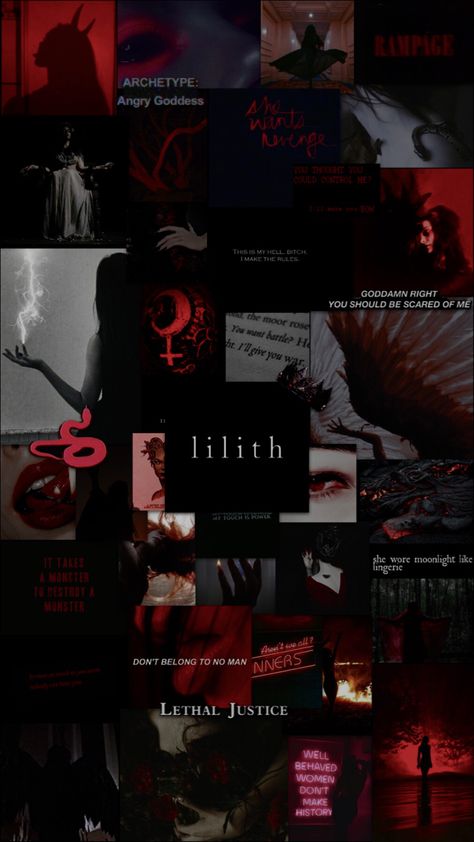 Wallpaper Aesthetic Feminism Dark, Edgy Woman Aesthetic, Vampire Collage Aesthetic, Wallpaper Aesthetic Feminism, Vampire Collage Wallpaper, Dark Red Aesthetic Collage, Lilith Wallpaper Iphone, Lilith Background, Dark Aesthetic Collage Wallpaper