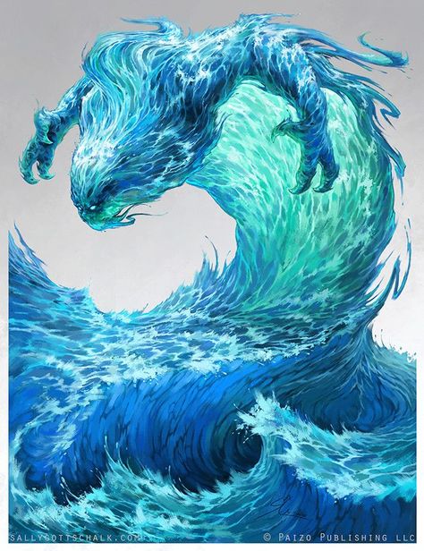 Water elemental Water Elemental, Seni Arab, Heroic Fantasy, Fantasy Beasts, 다크 판타지, Seni 3d, Monster Concept Art, Water Element, Fantasy Creatures Art