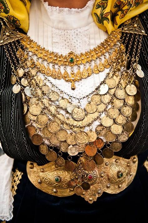 TRADITIONAL COSTUMES-AVLONAS ATTICA-traditional handmade jewelry made my Yannis Tsalapatis. all rights reserved Greek Traditional Jewelry, Traditional Greek Jewellery, Balkan Jewelry, Greek Outfit, 1800s Jewelry, Greek Traditional Dress, Greek Costume, Greek Beauty, Greek Tradition