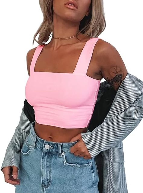 Super cute. Super soft and comfortable. Wear with just about anything. Tons of cute colors. Neon Crop Top, Tight Tank Top, Cute Summer Tops, Swimsuit Material, Backless Crop Top, Backless Top, Cute Crop Tops, Purple Top, Sleeveless Crop Top