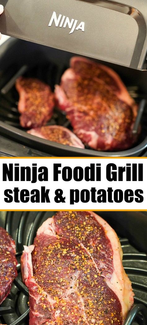 Air Fryer Recipes Meat, Indoor Grill Recipes, Ninja Foodi Grill, Ninja Cooking System Recipes, Air Fryer Recipes Breakfast, Grill Steak, Air Fryer Recipes Snacks, Air Fryer Recipes Vegetarian, Steak Potatoes