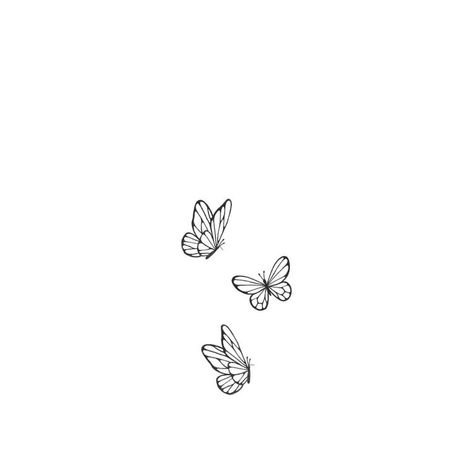 Side Flying Butterfly Tattoo, 3 Mini Butterfly Tattoos, Tattoo Inspo Butterfly, 4 Butterfly Tattoo Designs, Contour Line Tattoo, Tiny Butterfly Drawing, Girly Drawings Cute Beautiful, Three Small Butterfly Tattoo, Three Butterfly Tattoo Designs