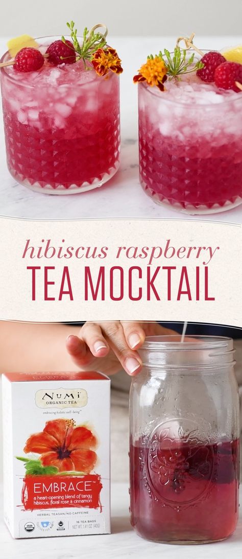 Tea Mocktail, Numi Tea, Resep Koktail, Alcoholic Treats, Alcohol Free Drinks, Raspberry Tea, Drink Recipes Nonalcoholic, Non Alcoholic Cocktails, Alcoholic Cocktails