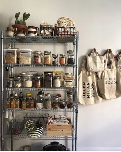 Makeshift Kitchen Storage, Vesken Ikea Kitchen, The Container Store Ideas Kitchen, Open Cabinet Pantry Ideas, Small Industrial Farmhouse Kitchen, Floral Interior Design Ideas, Open Cabinet Kitchen Organization, Limited Space Kitchen Ideas, Unique Home Organization