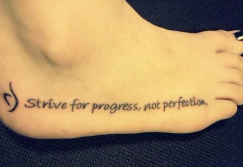 Progress Over Perfection Tattoo, Bariatric Tattoo Ideas, Strength Tattoo Designs, Recovery Tattoos, Strive For Progress Not Perfection, Meaningful Tattoo Quotes, Crossfit Motivation, Tattoo Prices, Strength Tattoo