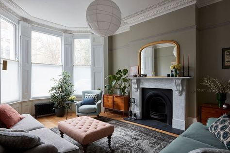 Beth Dadswell, Victorian Living Room Ideas, London Flat Interior, Imperfect Interiors, Edwardian Living Room, Edwardian Homes, 1930s Living Room, Large Family Home, Living Room Layouts