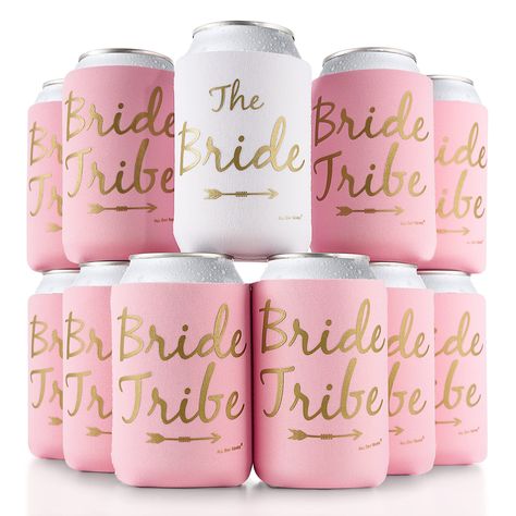 PRICES MAY VARY. BACHELORETTE PARTY FAVOR ESSENTIAL - Get ready to party with our Bride Tribe regular-size can coolers. Everyone on Team Bride can celebrate with your 10 bridesmaid coolers and 1 bride can cooler. Cheers! MAKE MOMENTS THAT LAST FOREVER - Celebrate together. Take selfies together. Post each special moment together. These bridal party themed can sleeves can help you capture everything in a picture-perfect-post. TILL DRINK DO YOU PART - These slim fit coolers are meant to last a lif Bachelorette Party Favors Bags, Rosé Pink, Bride Tribe Bachelorette, Organization Travel, Beer Sleeve, Bachelorette Party Favor, Bridesmaid Favors, Bachelorette Decorations, Hangover Kit